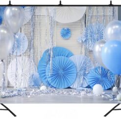 BLÅ FOTOBAGGRUND - inkl skilt og klemmer